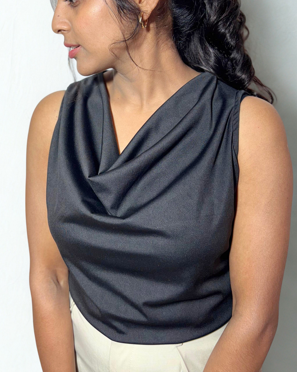 Luxe drape sleeveless